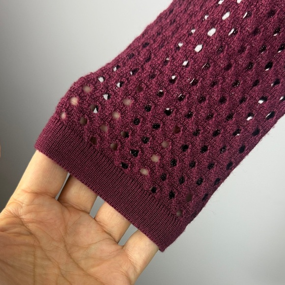 Cynthia Rowley 100% Extra-fine Merino Wool Deep Red Long Sleeve Medium Dress - Picture 6 of 13